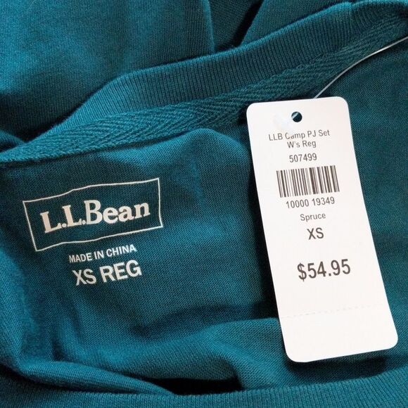 NWT L.L. women's Bean green spruce long sleeve PJ top t-shirt size hike size XS - Picture 4 of 9